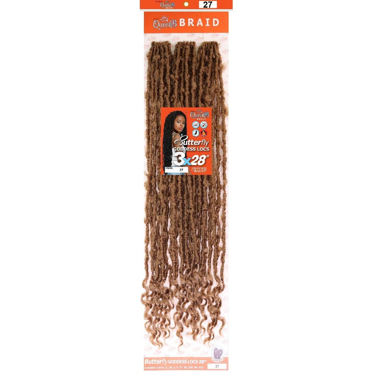 Urban Beauty Queen B Braid Synthetic Butterfly Goddess Locs 3X Value Pack 28 Inch Color 27 Urban Beauty Queen B Braid Synthetic Butterfly Goddess Locs 3X Value Pack 28 Inch Color 27